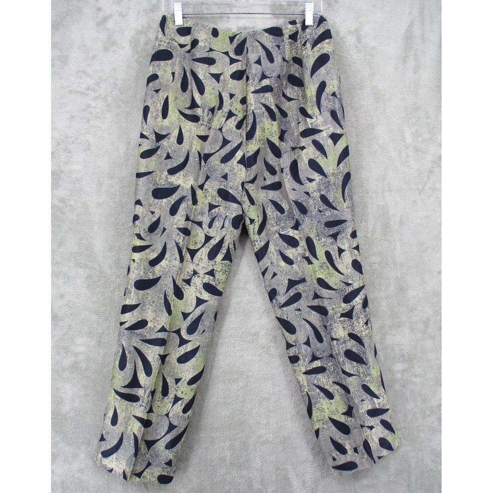 Sigrid Olsen Pants Womens Size 10 Linen Silk Blend Straight Leg Art to Wear Zip
